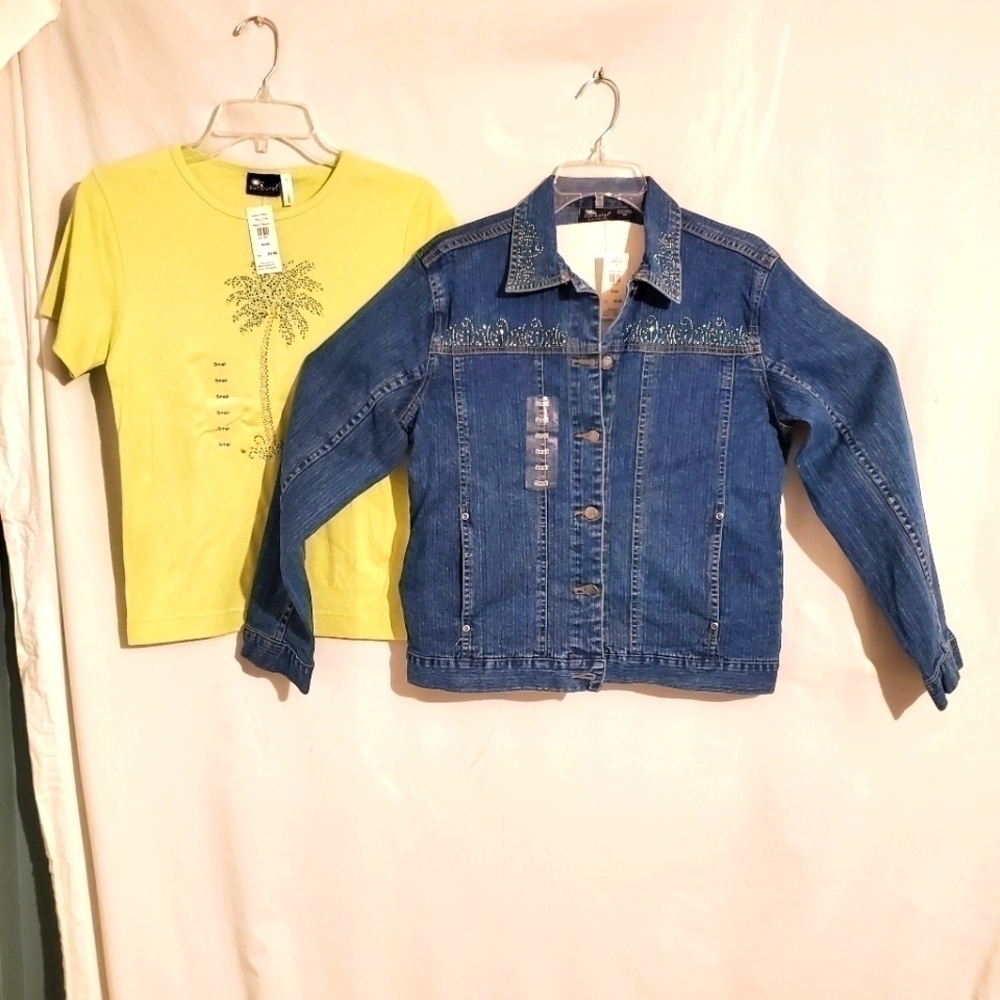 NWT! SUNBURST DENIM JACKET & TEE